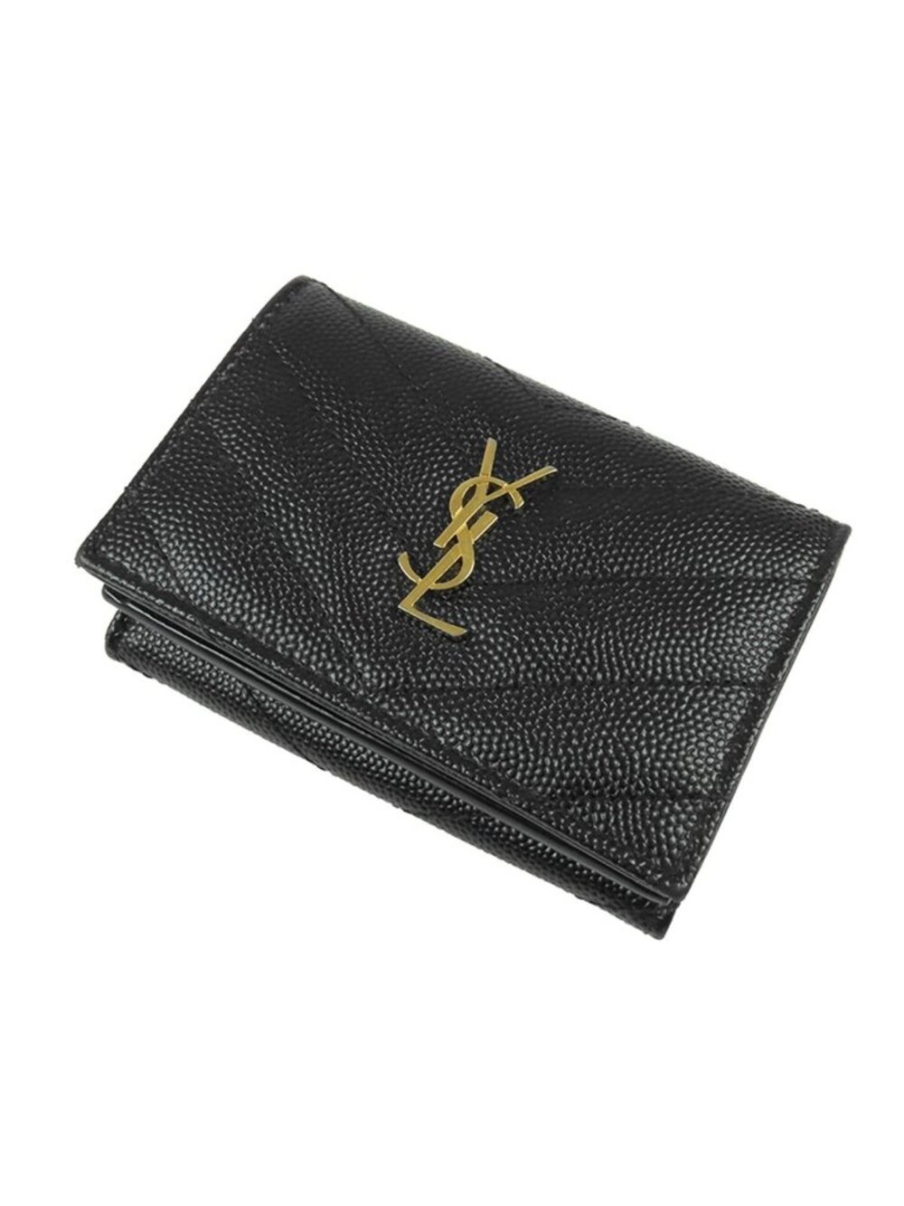 Saint Laurent Monogram Origami Tiny Wallet Black Gray Leather Cassandra Trifold - Picture 1 of 9